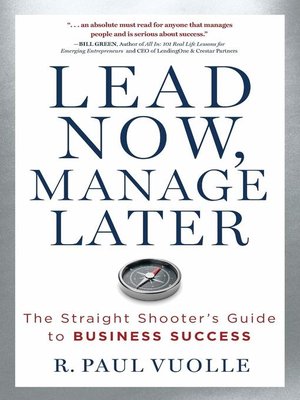cover image of Lead Now, Manage Later